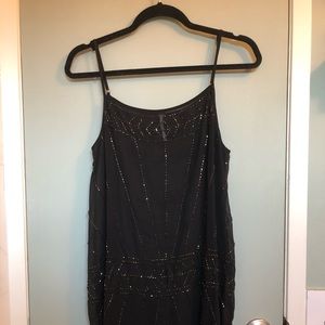 Black free people shear flapper inspired dress, with adjustable straps